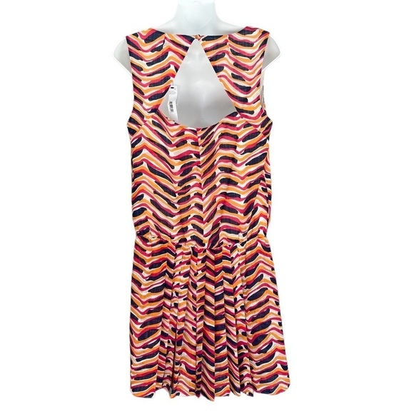DKNY Wave Print Cowl Neck Sleeveless Pleated Dress NWT Size 10 - Picture 2 of 9